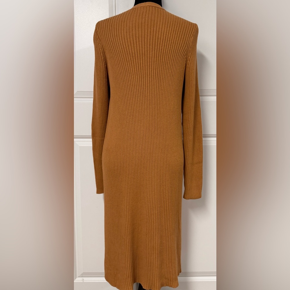 Express Ribbed Long Open Front Cardigan Sweater - Picture 3 of 6